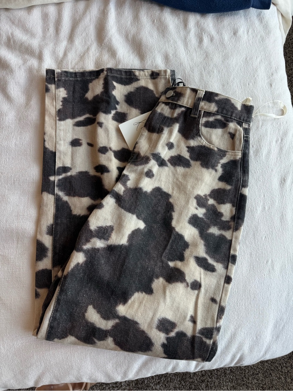 HELLO MOLLY WILD STYLE COW PRINT DENIM CO-ORD SET BLACK WHITE - M - Picture 6 of 7